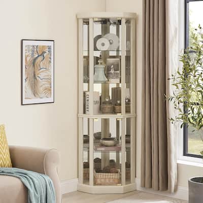 Roomfitters Glass Display Cabinet, Corner Display Case for Living Room, Antique Collection