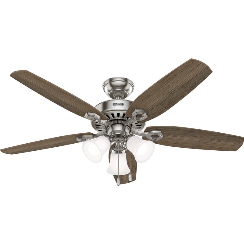 Hunter 52" Builder Ceiling Fan with LED Light Kit and Pull Chain - DC Motor - Casual, Traditional - ENERGY STAR