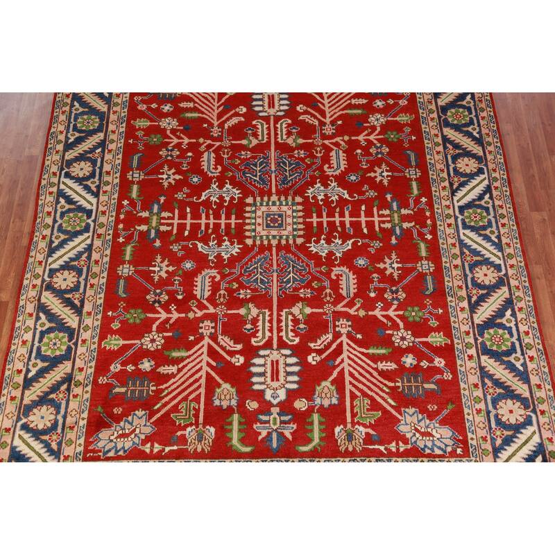 Hand Knotted Oriental 100% Wool Carpet Traditional Geometric Red Heriz (serapi) Area Rug - 11' 9'' X 8' 10''