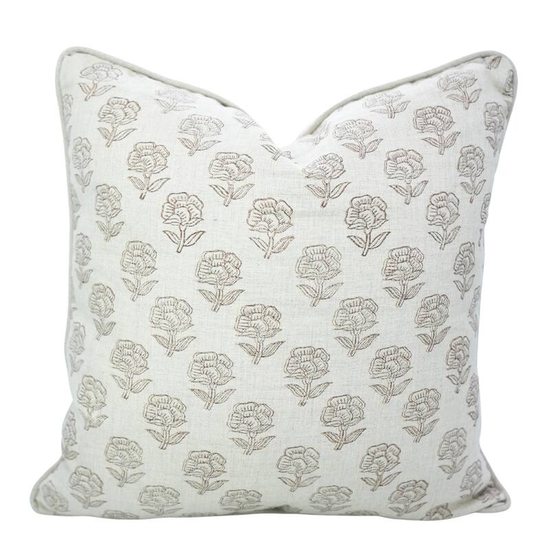 Fabdivine Pipine Fall Décor Farmhouse Hand Block Print Pillow Cover Sofa, Couch Cushion Case Linen