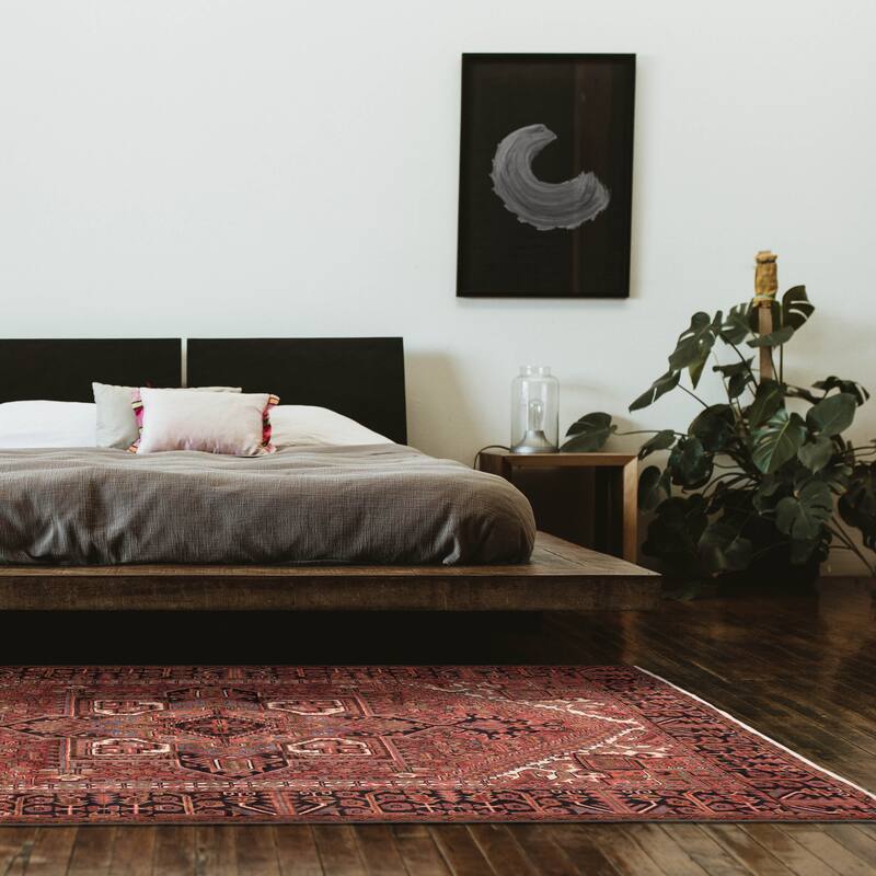 ECARPETGALLERY Hand-knotted Sarabi Dark Red Wool Rug - 6'9 x 9'11