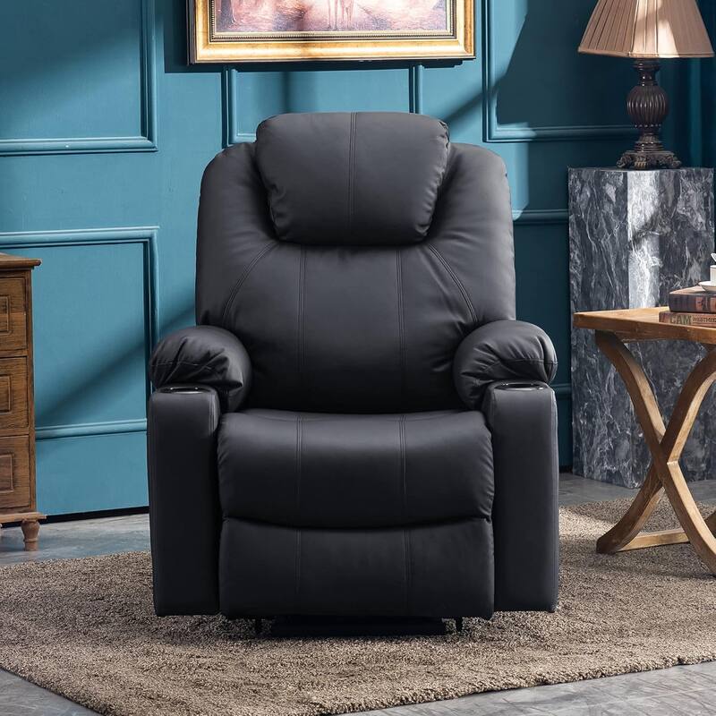 MCombo Electric Power Lift Recliner Chair Sofa with Massage and Heat, 3 Positions, USB Ports, Faux Leather 7040