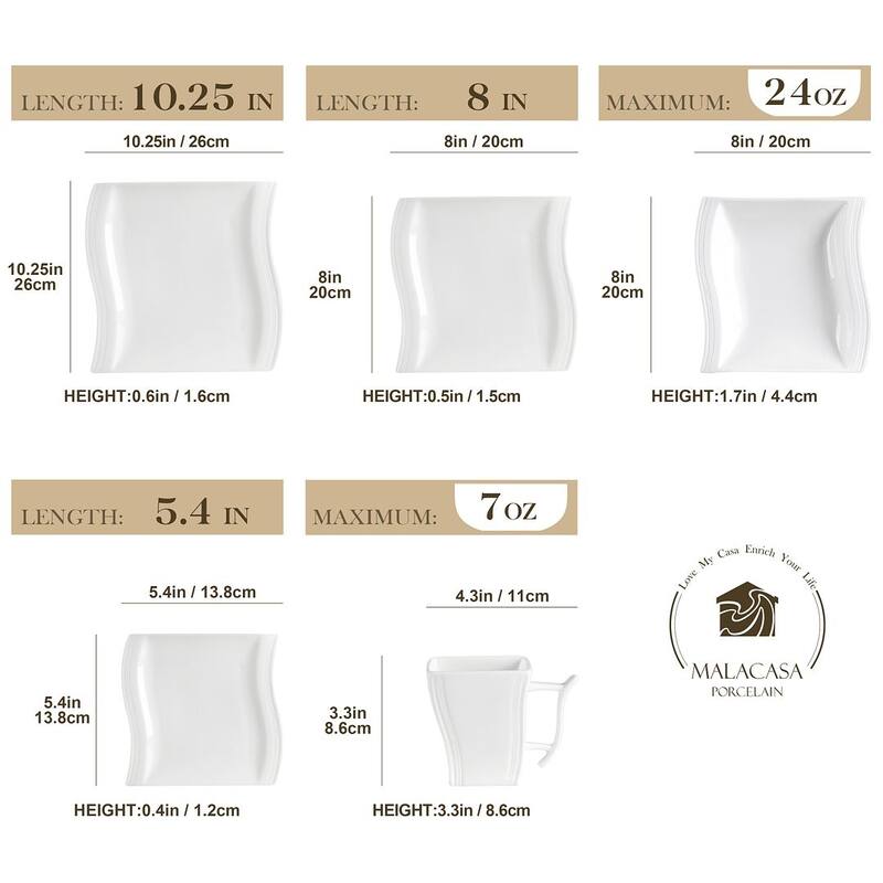 MALACASA Flora Porcelain Dinnerware Set (Service for 6)