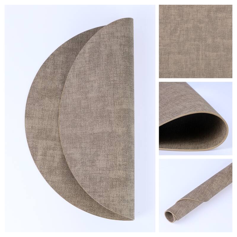 Set of 6 Placemats for Kitchen Dining Table Decor, Faux Leather - 13*13in - Apricot