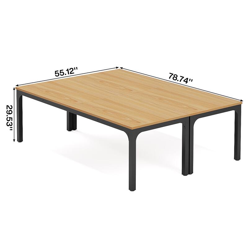Rectangle 13FT Large Conference Table Set of 2, 78.74-Inch Meeting Seminar Table, Long Business Table