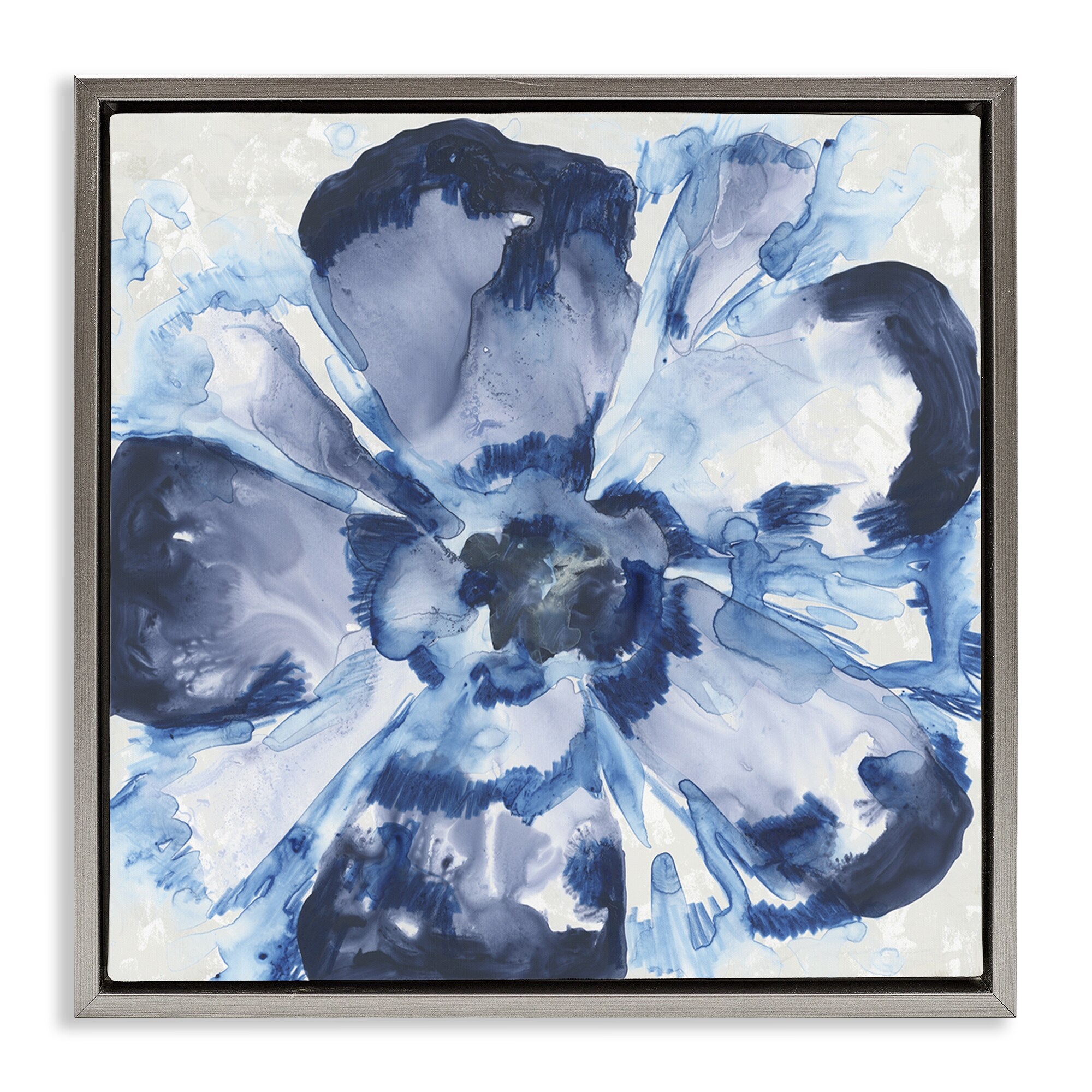 Stupell Blue Glass Flower Framed Floater Canvas Wall Art Design By June Erica Vess