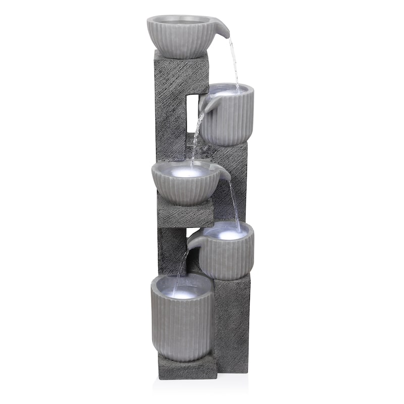 5-Tiered Pot Fountain with LED Lights