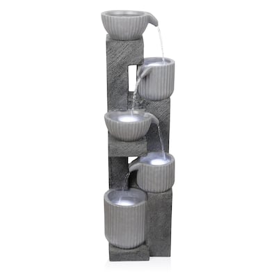 5-Tiered Pot Fountain with LED Lights