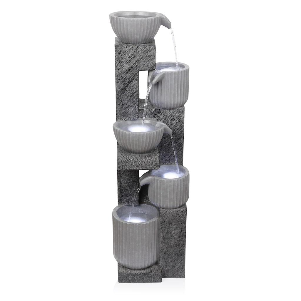 5-Tiered Pot Fountain with LED Lights