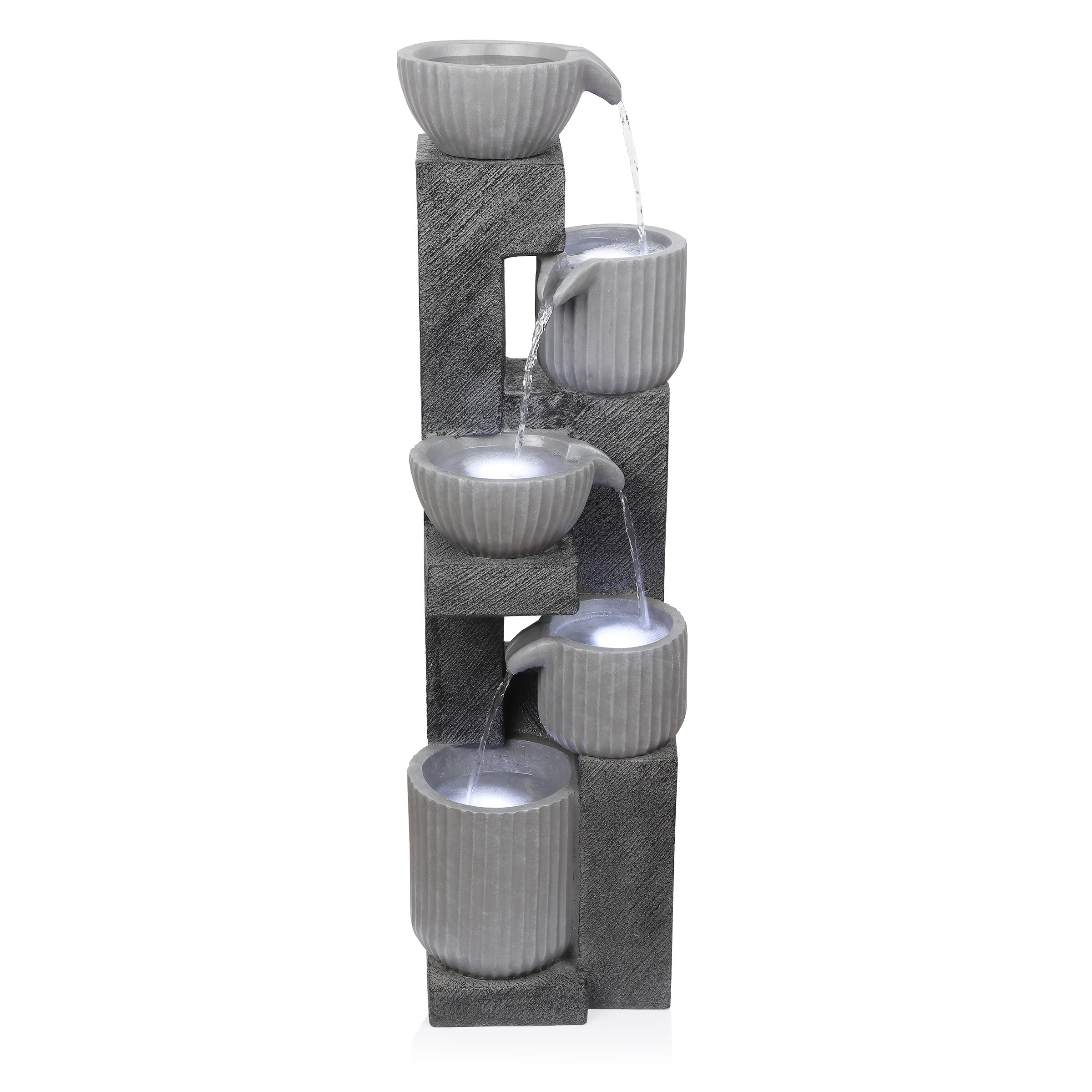 5-Tiered Pot Fountain with LED Lights
