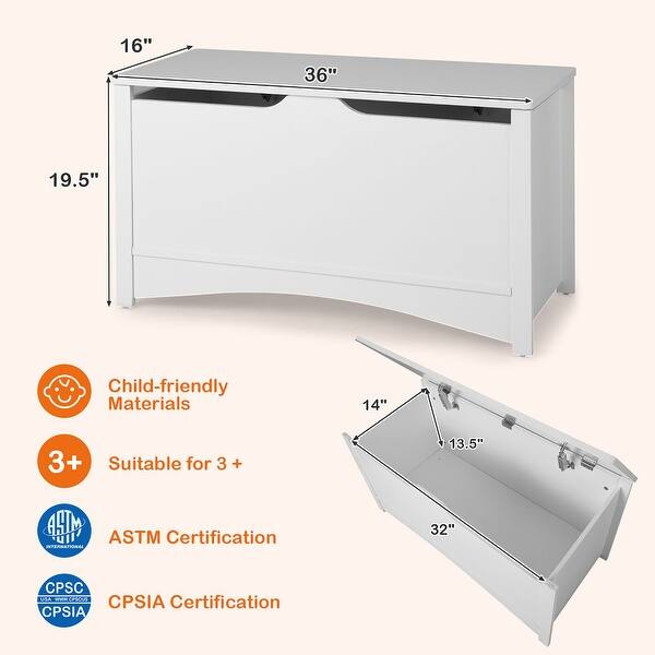 Gymax Kids Toy Box Large Wooden Flip-Top Storage Chest Organizer Bench