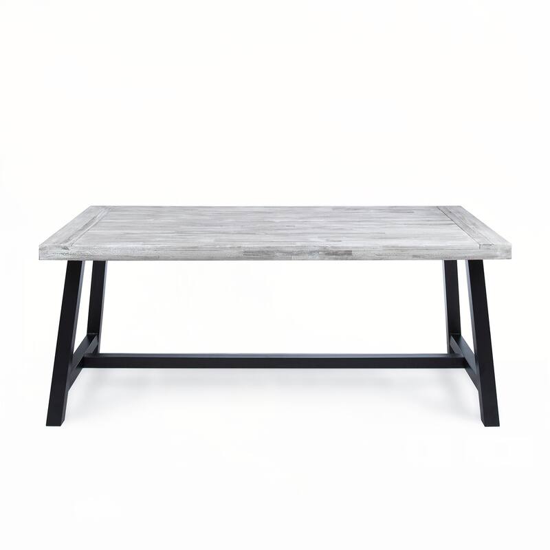 Outdoor Light Grey Sandblast Finish Acacia Wood Dining Table