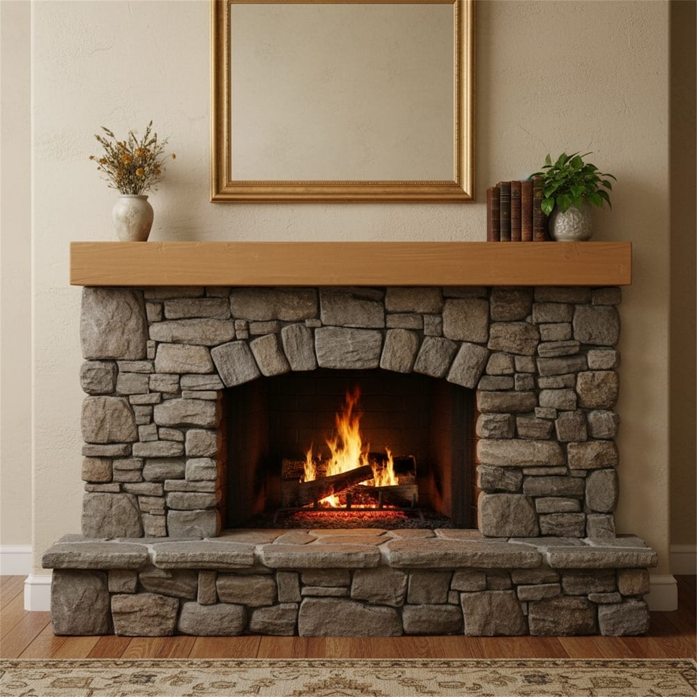 48" Fireplace Mantel Fir Wood Wall-Mounted & Floating Shelf