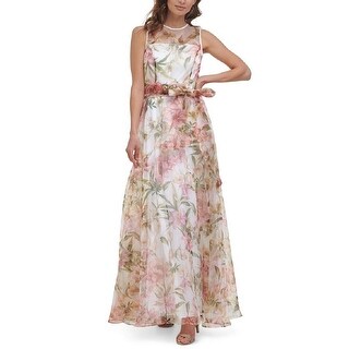 Eliza J Women's Illusion Neck Ball Gown White Size 14Petite - Bed Bath & Beyond