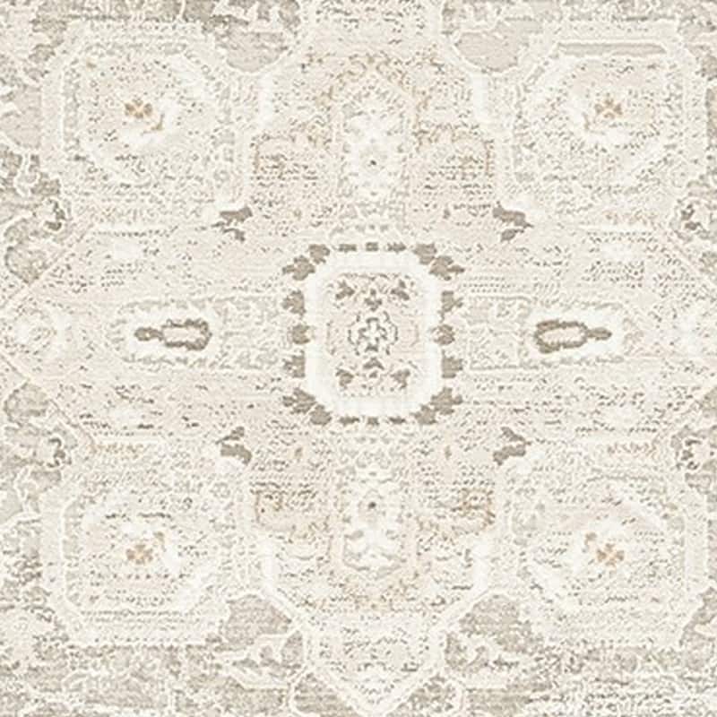 Wei 5 x 7 Medium Area Rug, Persian Inspired Medallion Motif, Beige Gray - 5 x 7