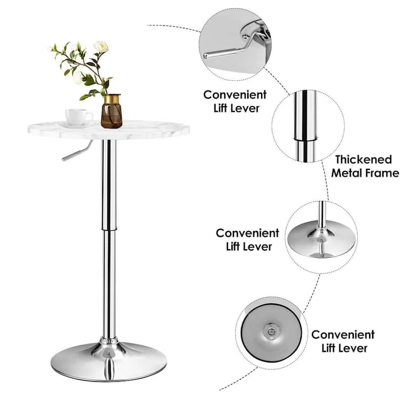 Round Height Adjustable Bistro Bar Table - 24" x 24" x (28-36)" (L x W x H)