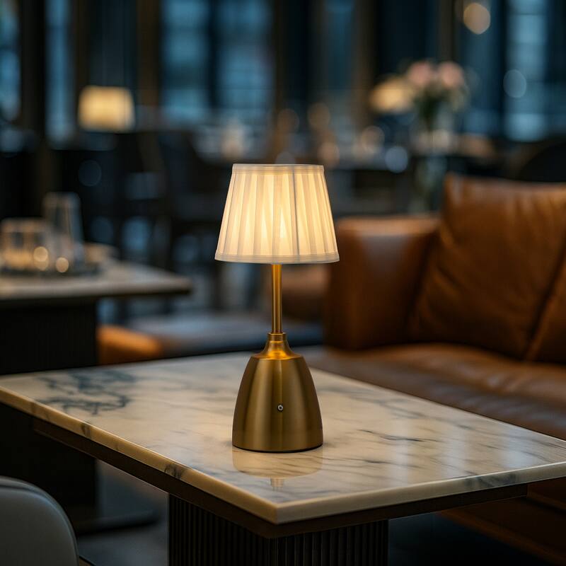 14'' Classic Fabric Shade Rechargeable LED Table Lamp Touch Control Cordless USB Nightstand Lamp with Stepless Dimming(2 Pack)