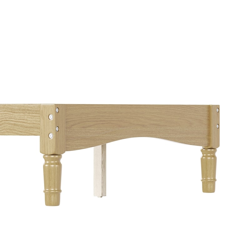 Twin/Full/Queen/King Retro Style Wood Platform Bed with Gourd Headboard and Wooden Slat Support