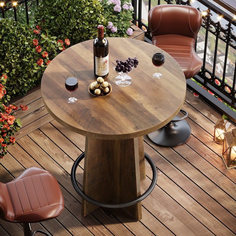 Wood Bar Table, Bistro Pub Table, Coffee House Kitchen Dining Home Cocktail Desk Accent Pub Table