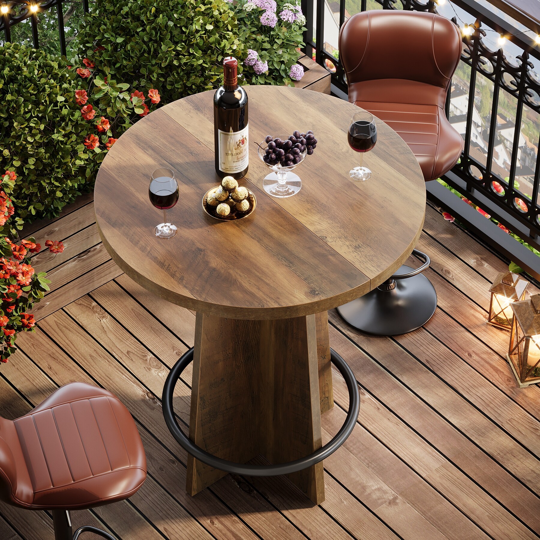 Wood Bar Table, Bistro Pub Table, Coffee House Kitchen Dining Home