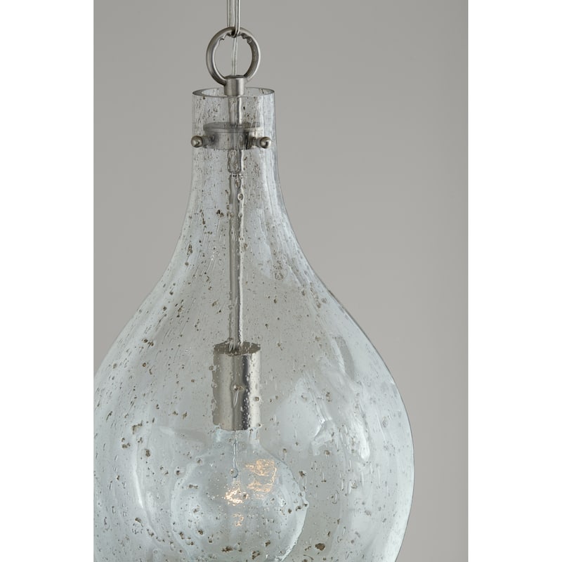 Rabun 1-light Hanging Pendant w/ Clear Stone Seeded Glass