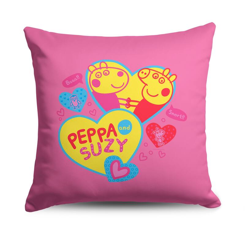 Hasbro Peppa Pig 18 Inch Throw Pillow - 18" x 18" - Peppa And Suzy