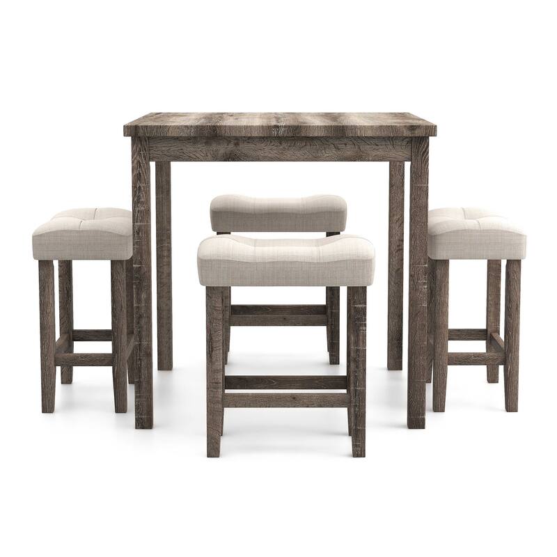 Yili Transitional Grey Wood 5-Piece Counter Height Dining Set with Stools by Furniture of America