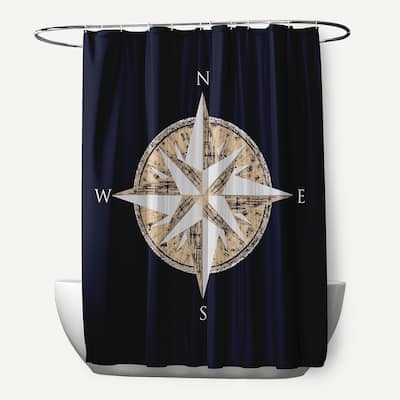 71 x 74-inch Compass Geometric Print Shower Curtain