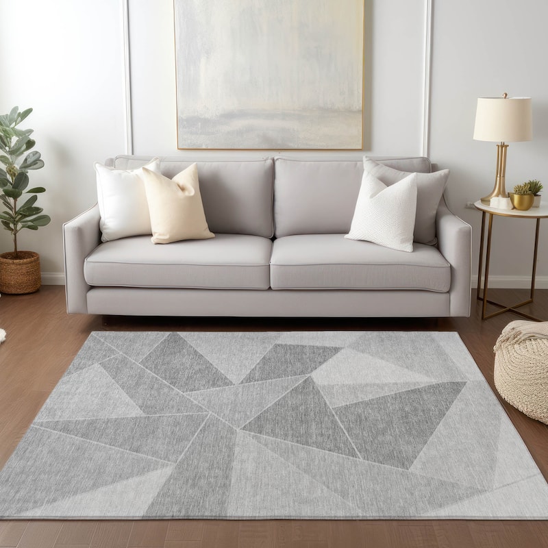 Machine Washable Indoor/ Outdoor Chantille Modern Mosaic Rug - Gray - 2'6" x 3'10"