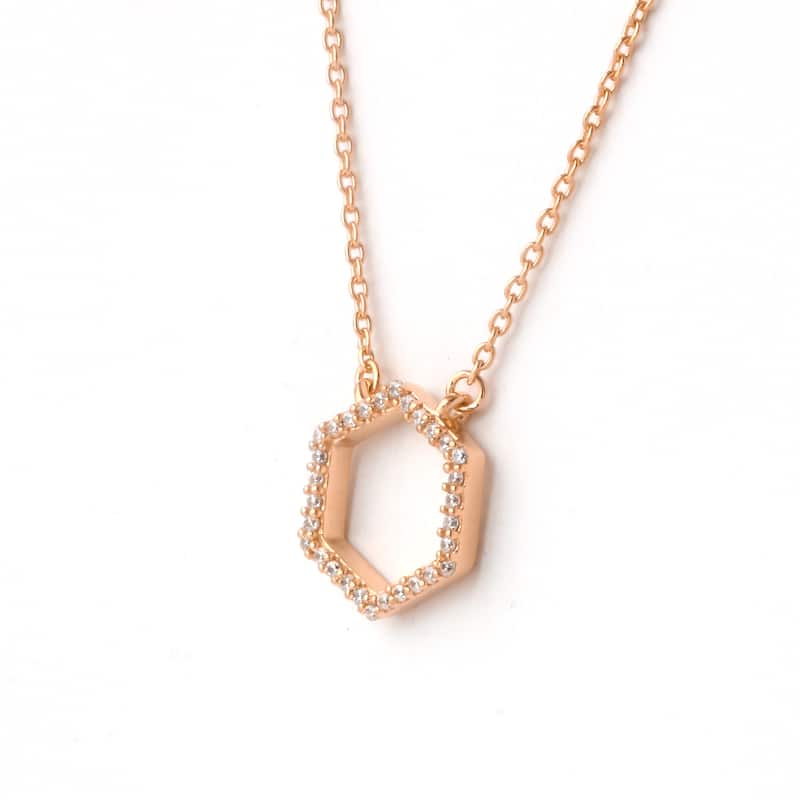 1/10ct Diamond Geometric Pendant Necklace in Silver for Women