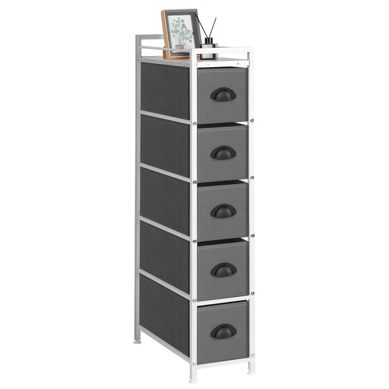 4 Drawers Narrow Dresser, Fabric Storage Cabinet, Vertical Standing Storage Chest