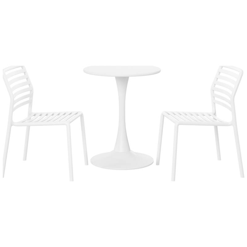 Frond and Form 2-Person Outdoor Round Dining Set - White