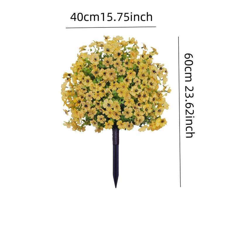 2Pcs Artificial Plant Flowers Bushes for Outdoors with Ground Spike - 15.75 inch
