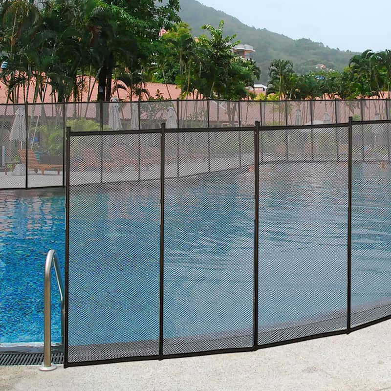 Costway 4'x48' In-Ground Swimming Pool Safety Fence Section 4 Set - 12'x4' - Black - 12'x4'