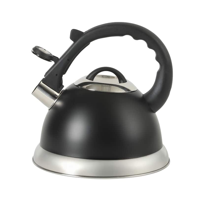 Oster Clarefield 2.4 Qt Whistling Tea Kettle with Lid, Heat-Resistant Nylon Handle and Knob, Stainless Steel Trim