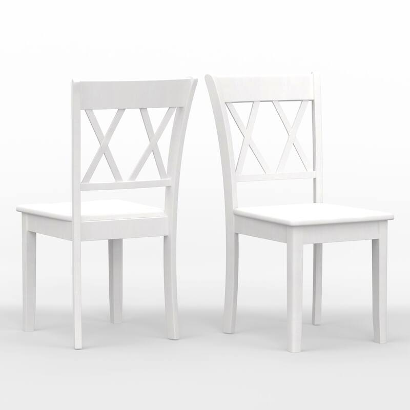 3-Piece Dining Set, 48" Rectangle Wood Table and Double X-Back Chairs