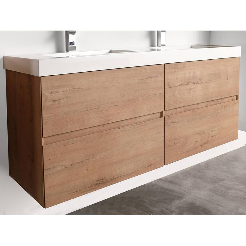 Blossom Wall Mounted Floating Bathroom Vanity with Double Acrylic Sink