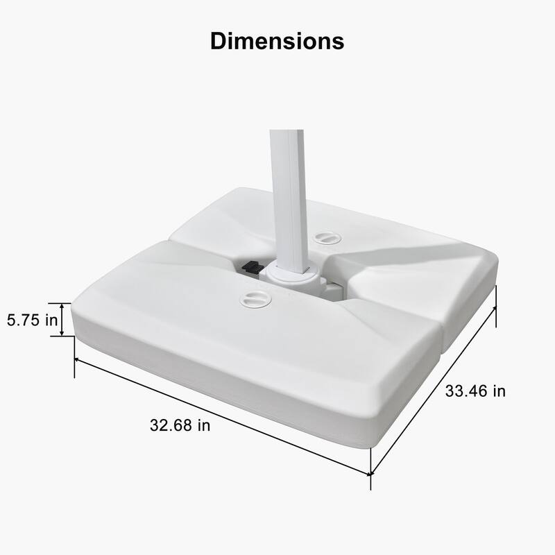 PURPLE LEAF White Rectangle Cantilever Patio Umbrella With Base