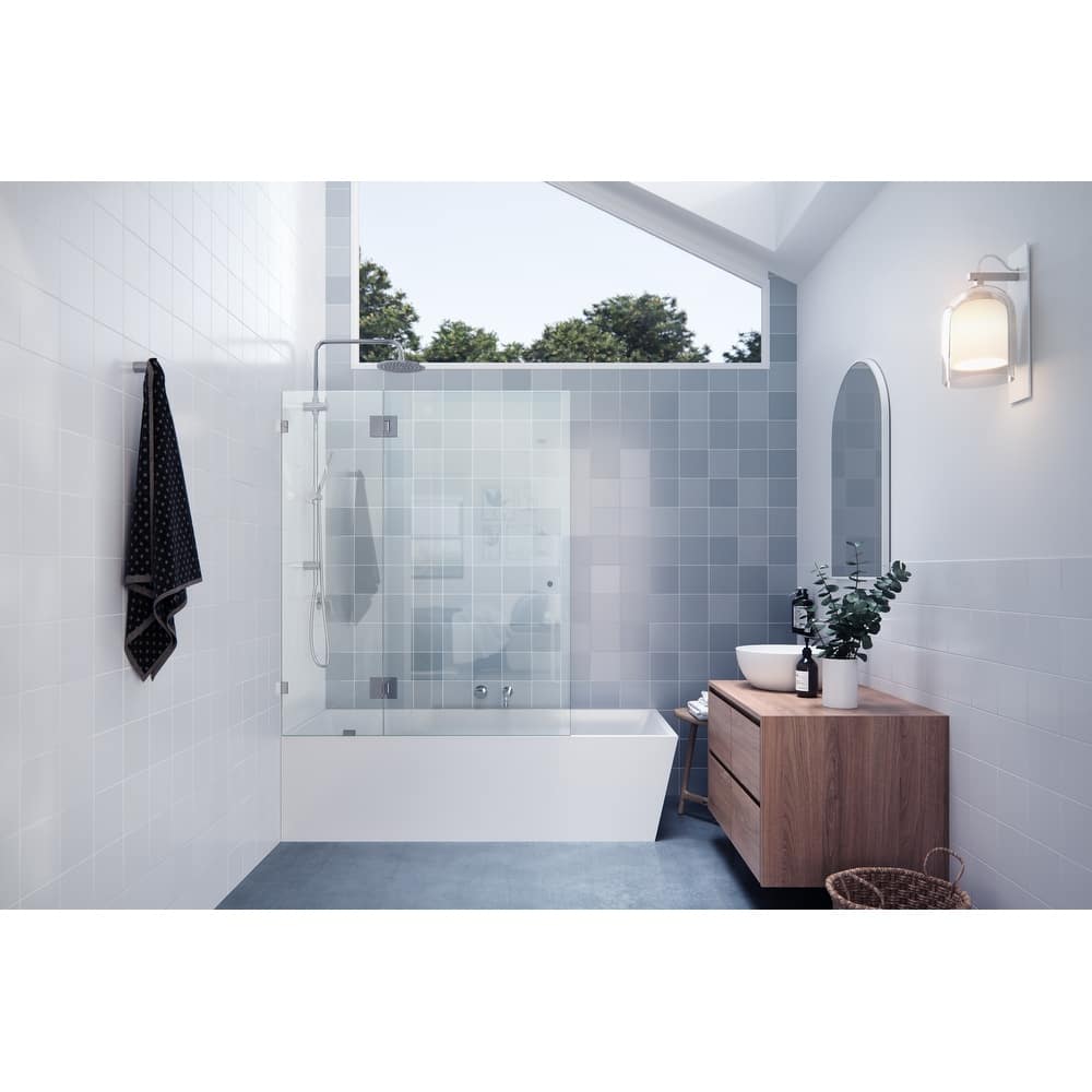 Glass Warehouse 58.25" x 51" Frameless Shower Bath Door - Glass Hinge