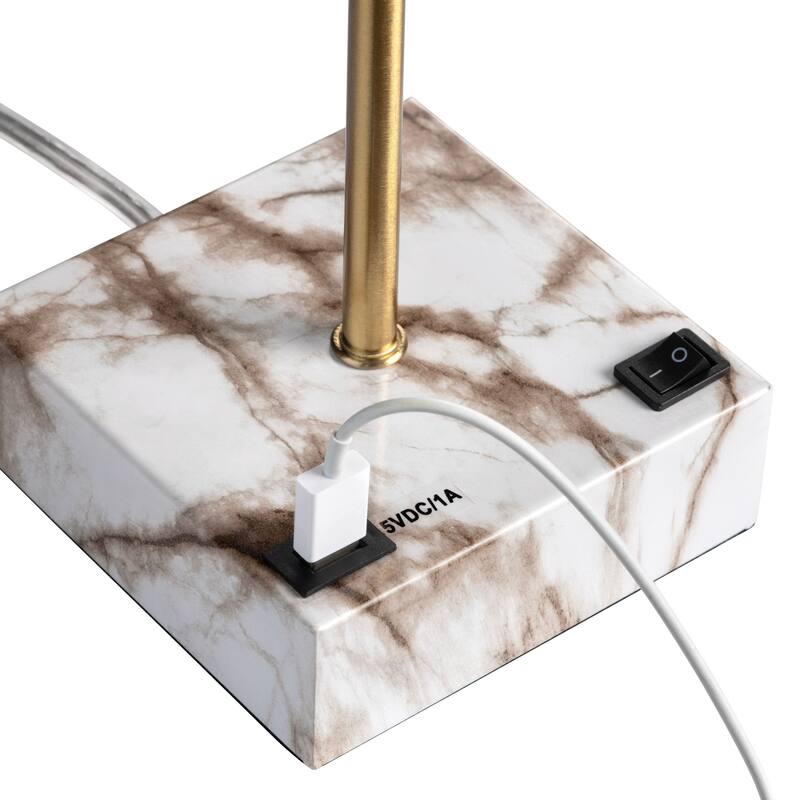 Tilbury 19" USB Table Lamp, White