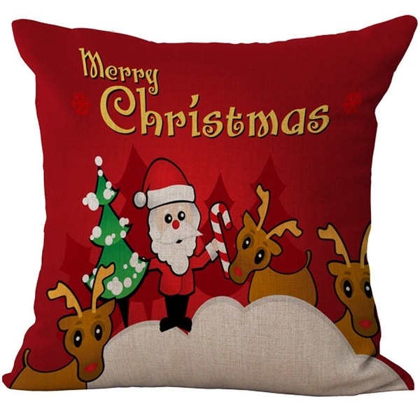 ChezMax Linen Cotton Xmas Home Decorative Bed Drawing Living Room Chair Back Cushion Cover Throw Pillow Case Decor Pillowslip