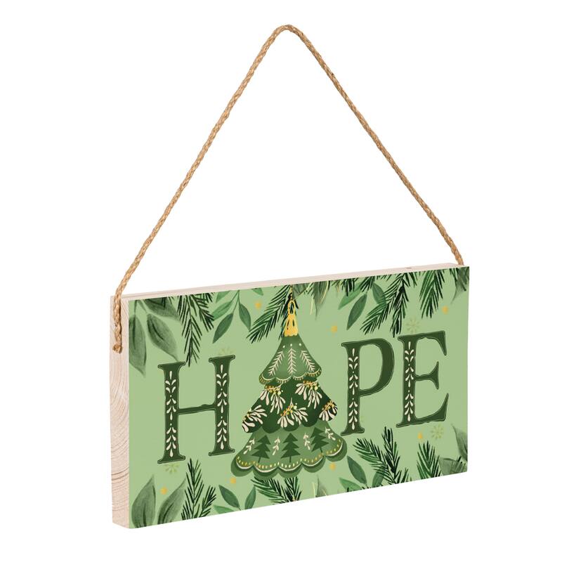 Shades of Green Hope Hanging Wall Sign - 11"x6"