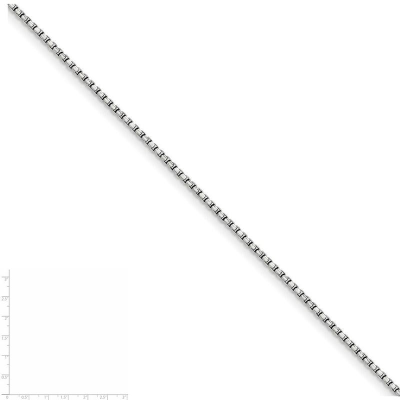 Curata 925 Sterling Silver 1.75mm Half Round Diamond Cut Fancy Box Chain Necklace