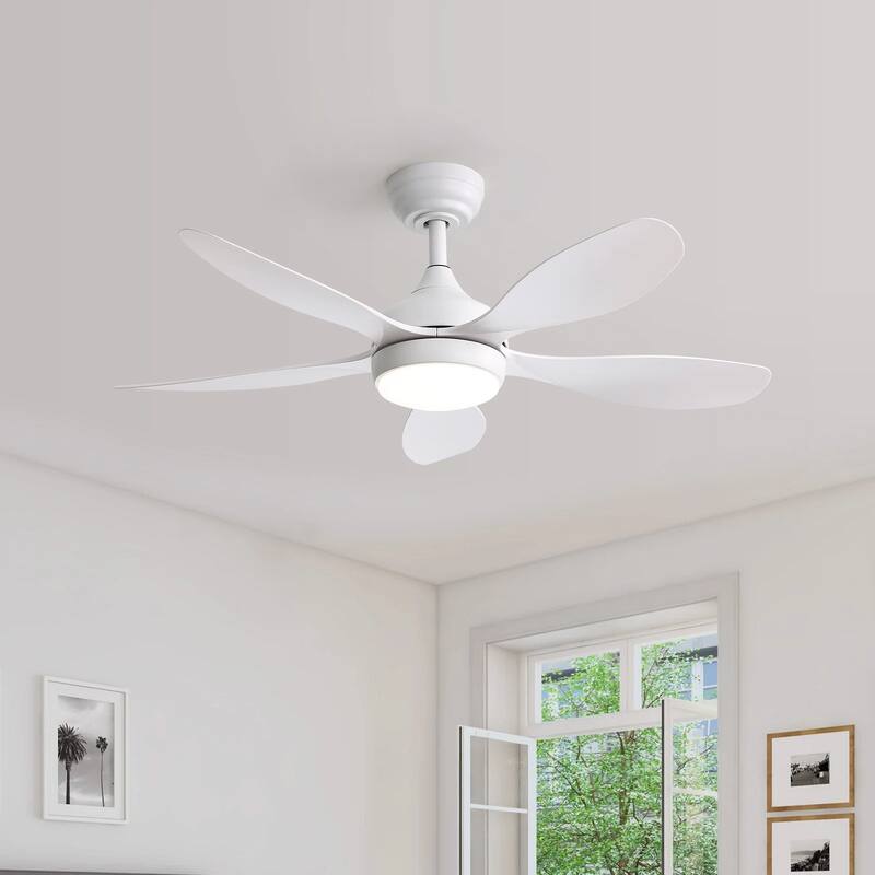 42" Integrated LED Indoor/Outdoor White Ceiling Fan with Light Kit and Remote Included