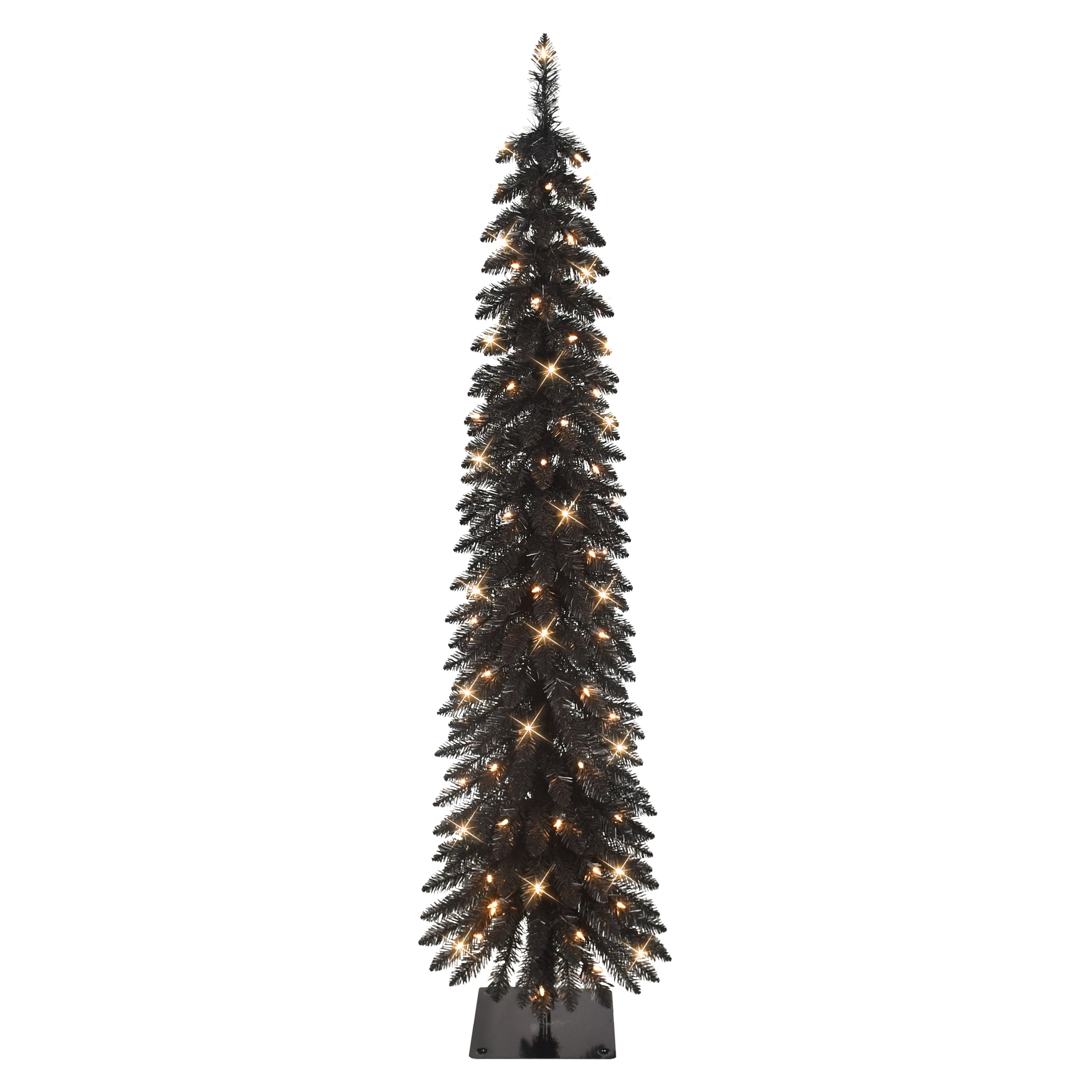Puleo International 6' Pre-Lit Artificial Black Alpine Pencil Tree