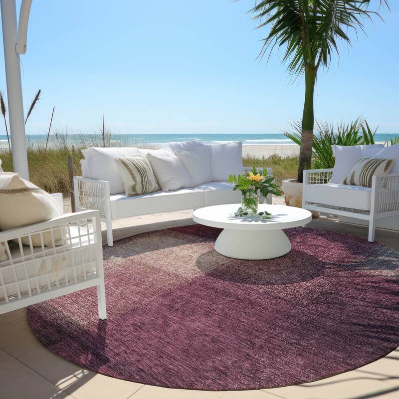 Machine Washable Indoor/ Outdoor Chantille Ombre Rug - Plum - 8' x 8'