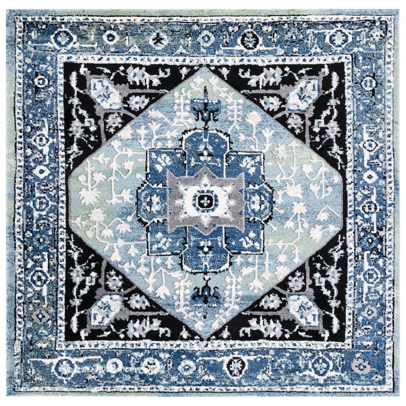 SAFAVIEH Vintage Hamadan Namita Traditional Oriental Medallion Rug - 6'7" Square - Blue/Light Green