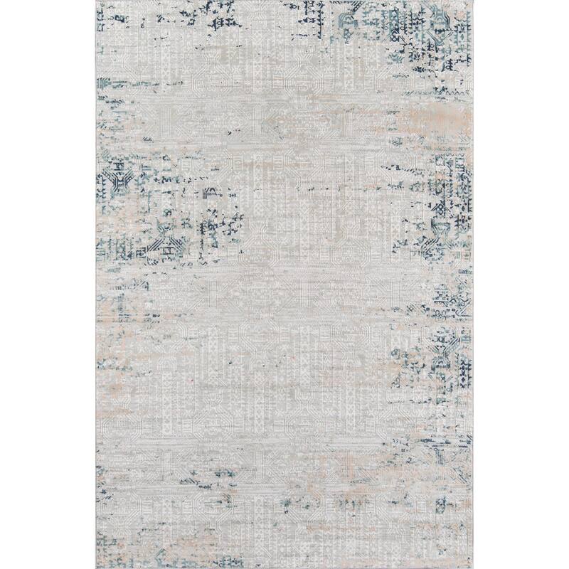 Momeni Genevieve Transitional Abstract Geometric Polyester Area Rug - 3' 10" x 5' 7" - Silver - Runner/Rectangle