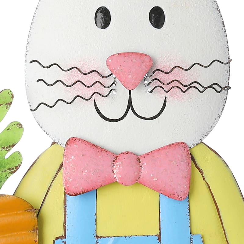 Glitzhome 36"H Metal Easter Bunny Girl Yard Stakes Porch Sign Wall Decor