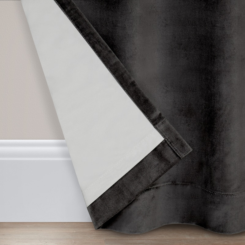 Eclipse Luxury Cotton Velvet 100% Blackout Rod Pocket Back Tab Curtain Window Panel